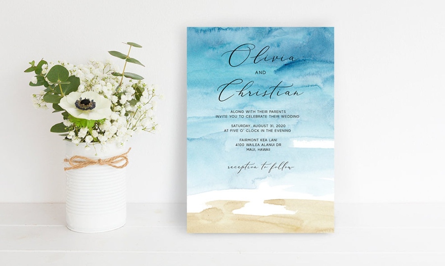 Beach wedding invitation paper