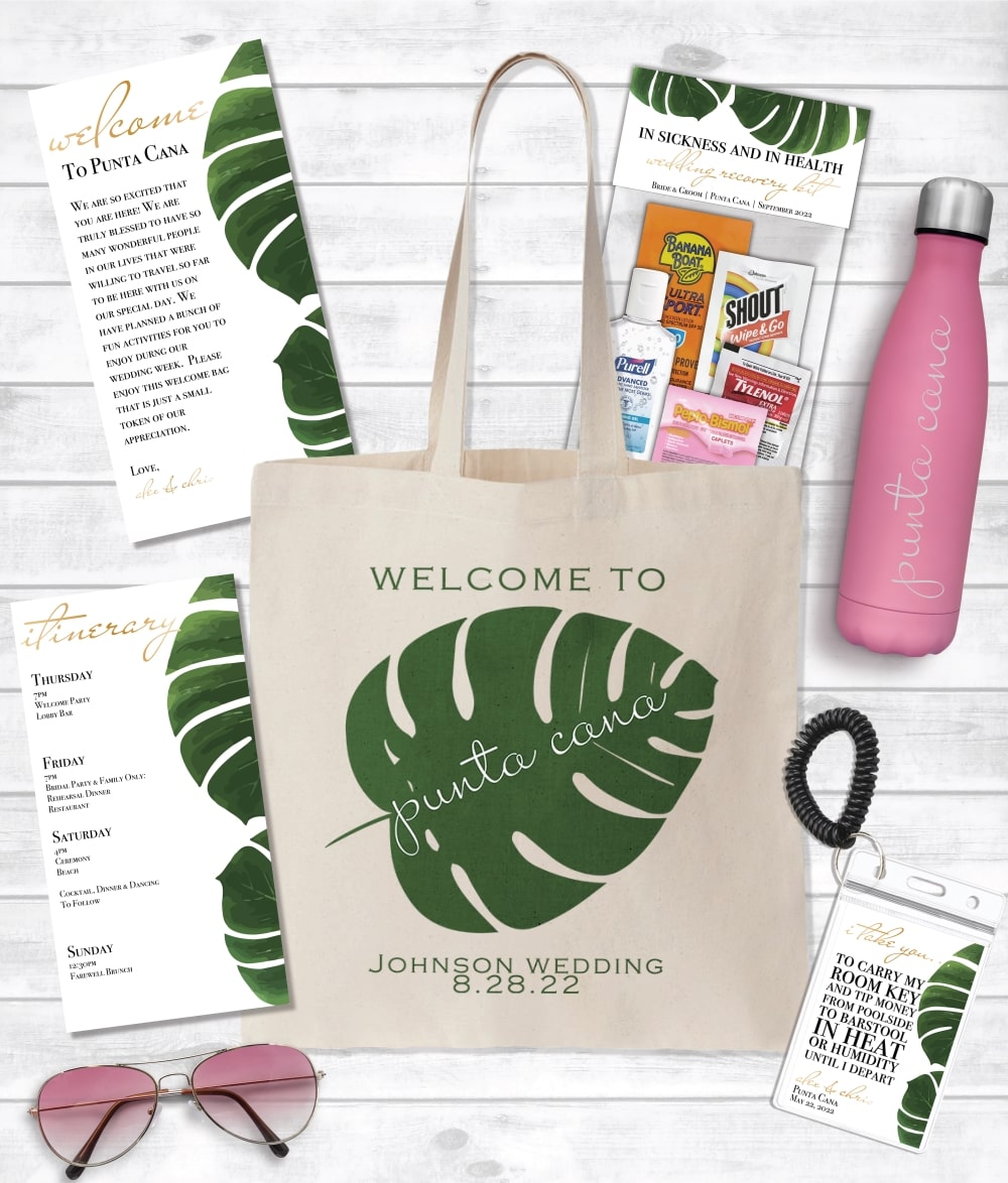 destination wedding welcome bags and favors