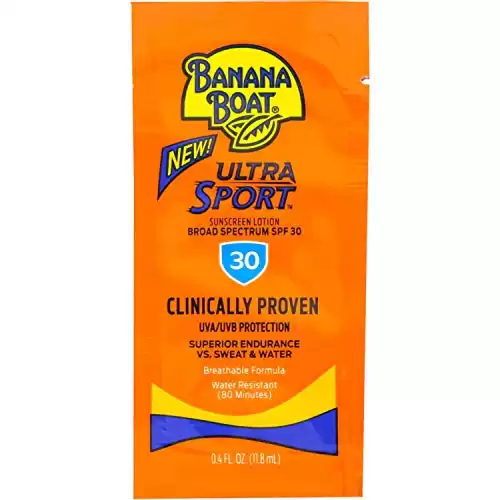 Banana Boat Sport Sunscreen, SPF 30 Protection lotion, Travel Packets, 0.4 Fl Oz (Pack of 24)