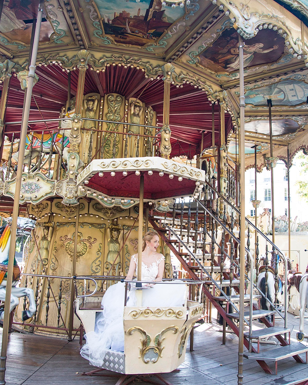 Carousel in Paris Bridal Portrait