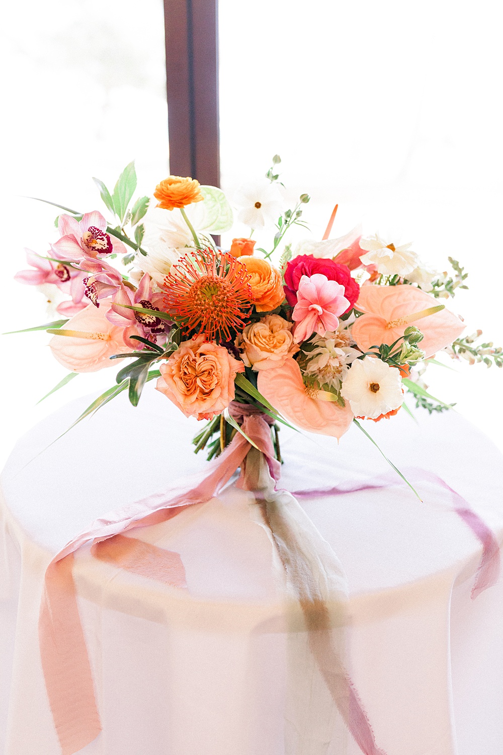 Coral Peach Pink Tropical Wedding Bouquet