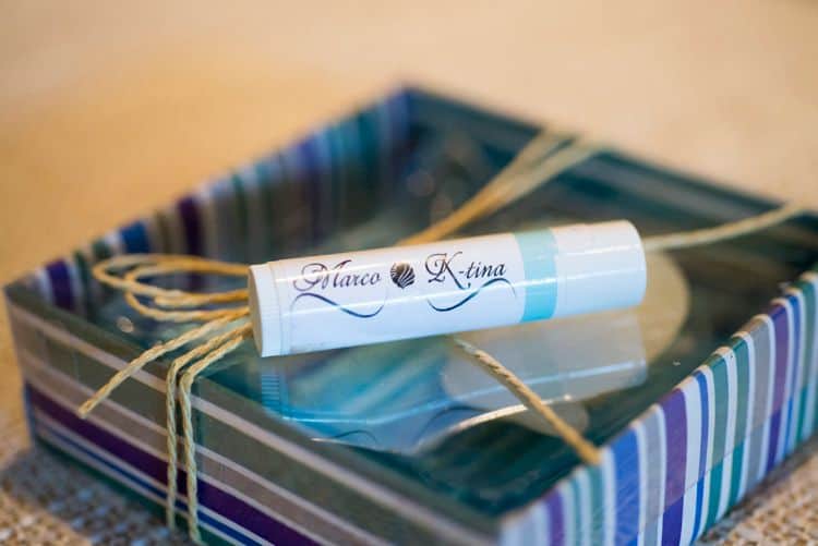 chapstick beach wedding favor