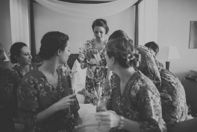 Bridesmaids getting ready in Azul Sensatori room 