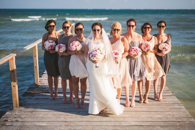 Cancun Destination Wedding - bridesmaids wearing sunglasses