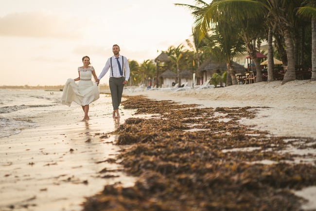 Cancun beach wedding trash the dress