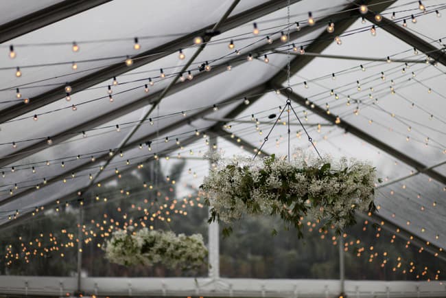 Gorgeous wedding chandelier made of baby's breath