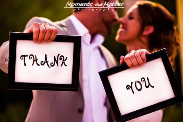 real destination wedding thank you photo