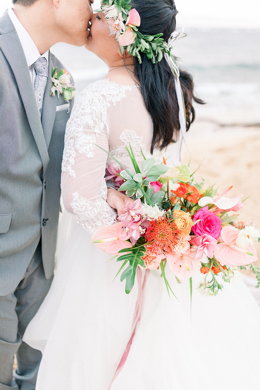Hawaiian Beach Wedding Portrait