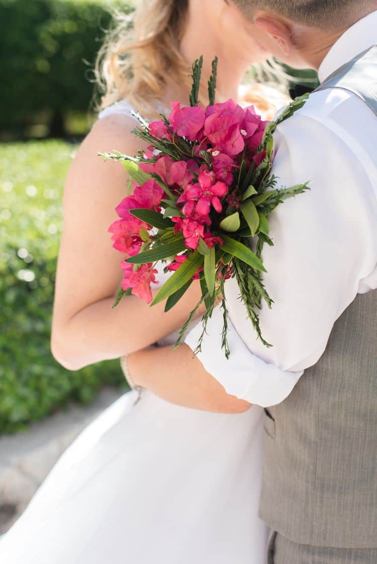 Gorgeous DIY Bougainvillea beach wedding bouquet