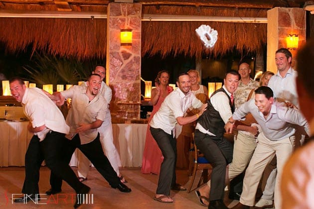 beach wedding garter toss