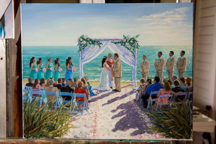 wedding ceremony canvas painted by Inez Hudson