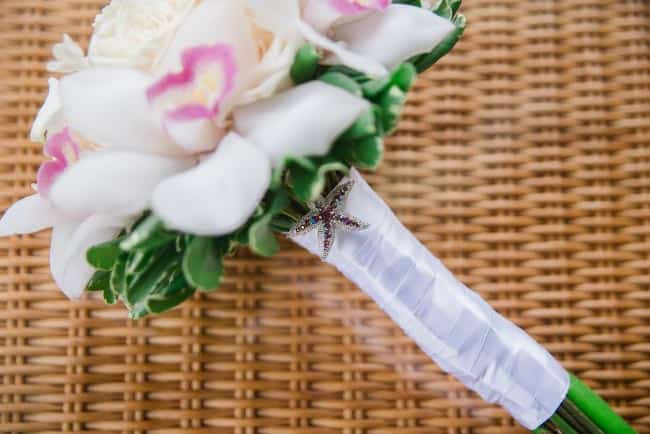 beach wedding bouquet with starfish