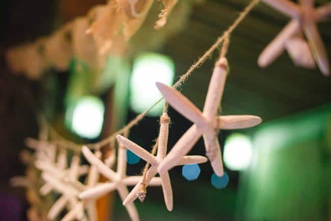 beach wedding starfish details