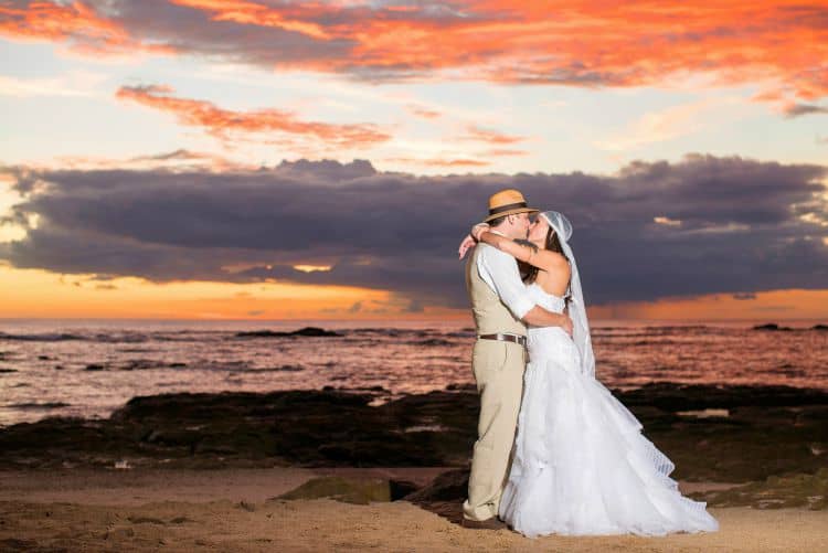 Sunset beach wedding in Costa Rica