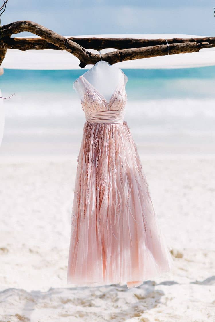 Blush beach wedding dress