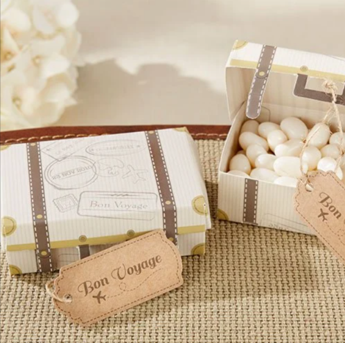 20 Wedding Welcome Bags and Favors Your Guests Will Love Vintage Suitcase Favor Box