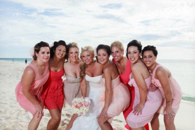 beach bridesmaids pink