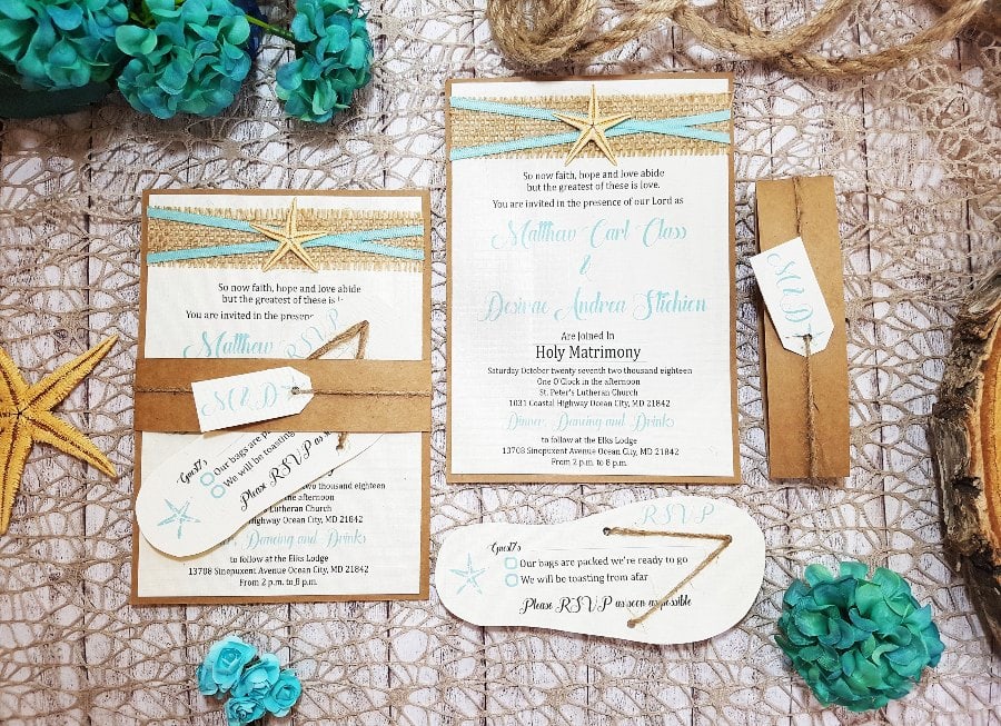 beach themed wedding invitations