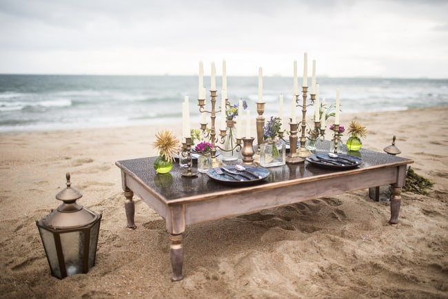 Unique beach wedding table decor