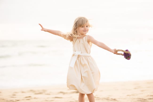 Beach wedding flower girl