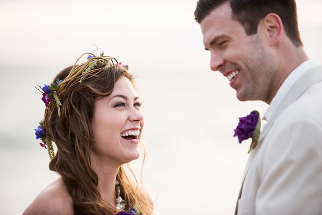 Jewel toned beach wedding hair flower crown