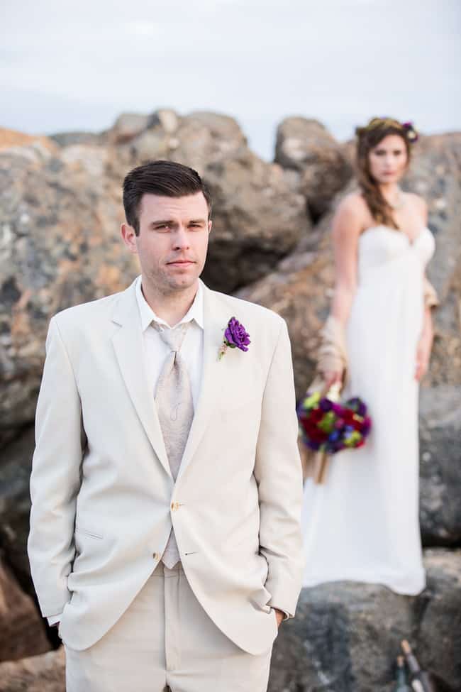 Beach wedding groom's attire