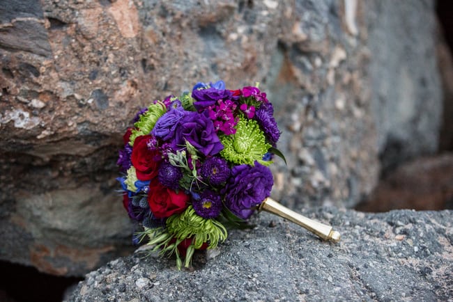 Jewel toned beach wedding bouquet