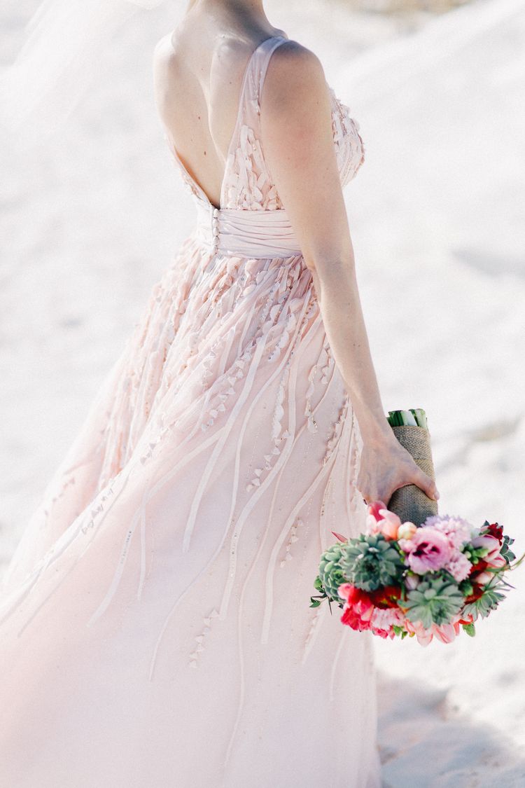 pink beach wedding gowns