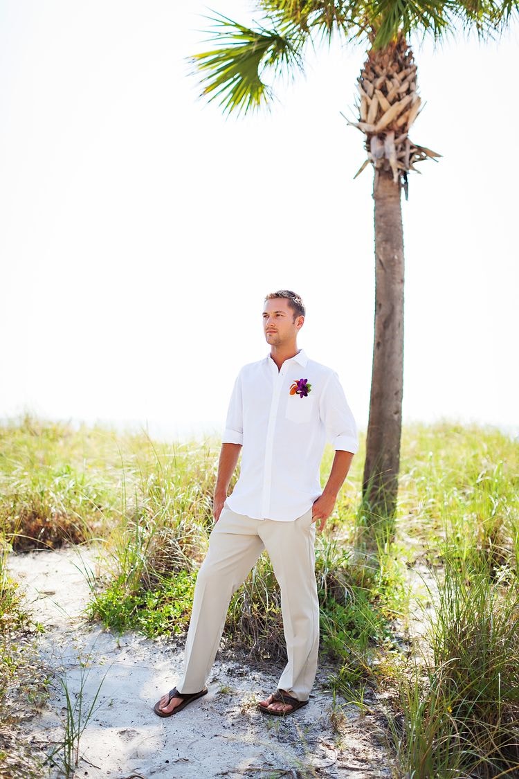 casual groom attire beach wedding