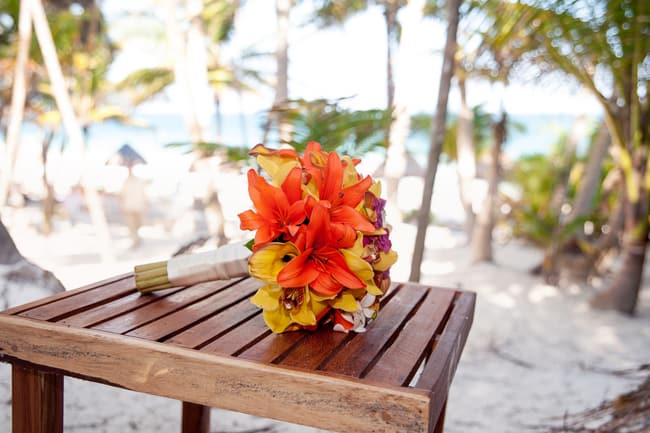 Tropical beach wedding bouquet