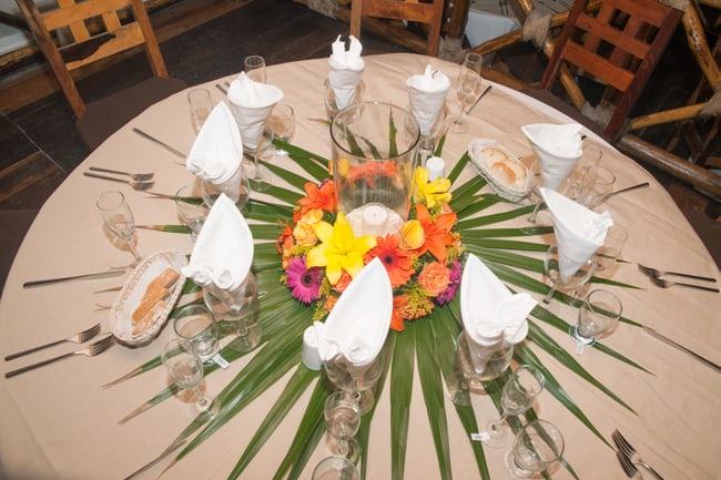 Tropical beach wedding centerpieces