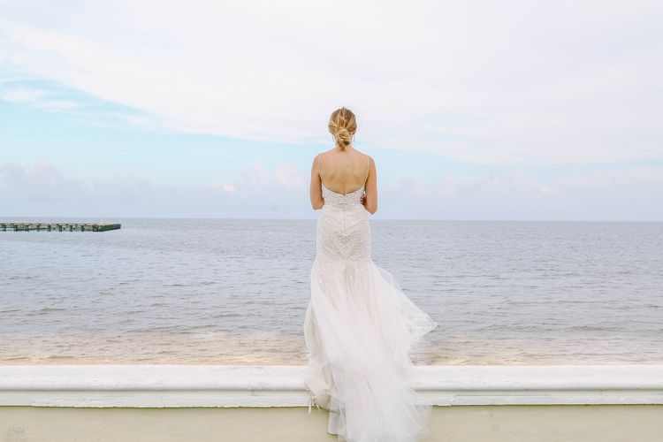 beach wedding bride