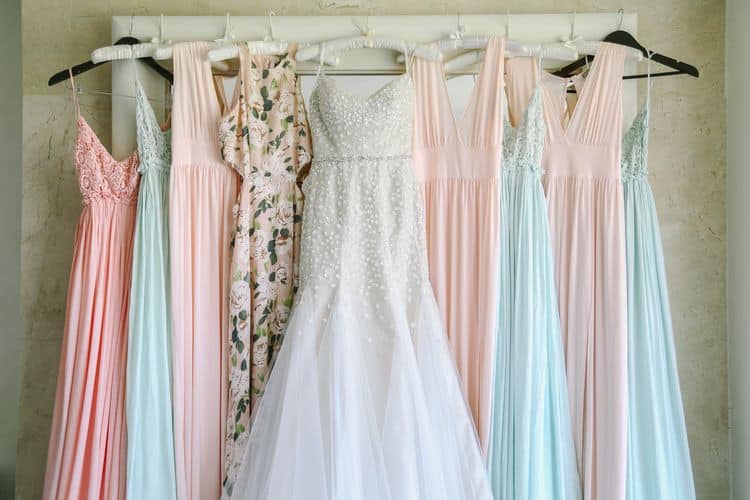 Beautiful pastel beach bridesmaid dresses