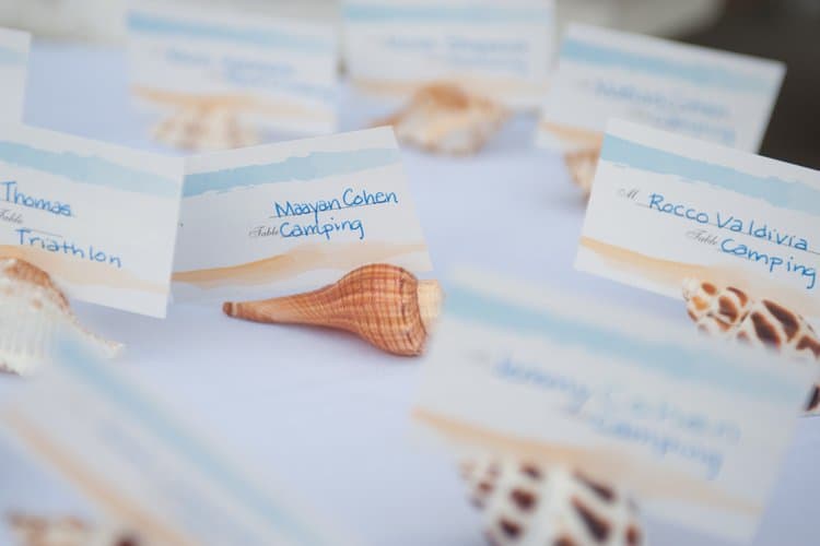 Beach themed seating cards