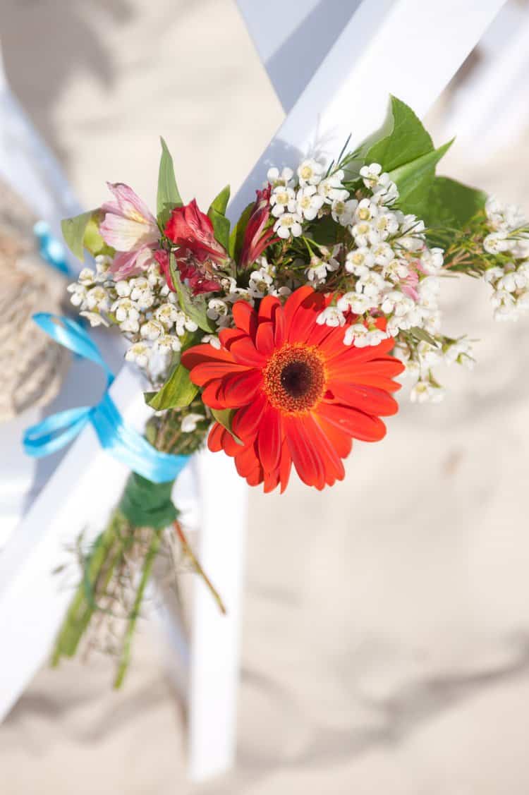 Beach wedding chair decorations