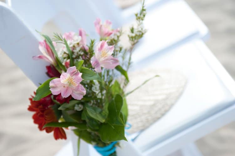 Beach wedding chair decorations