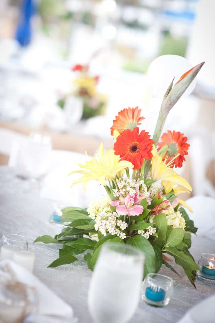 Bahamas beach wedding centerpieces