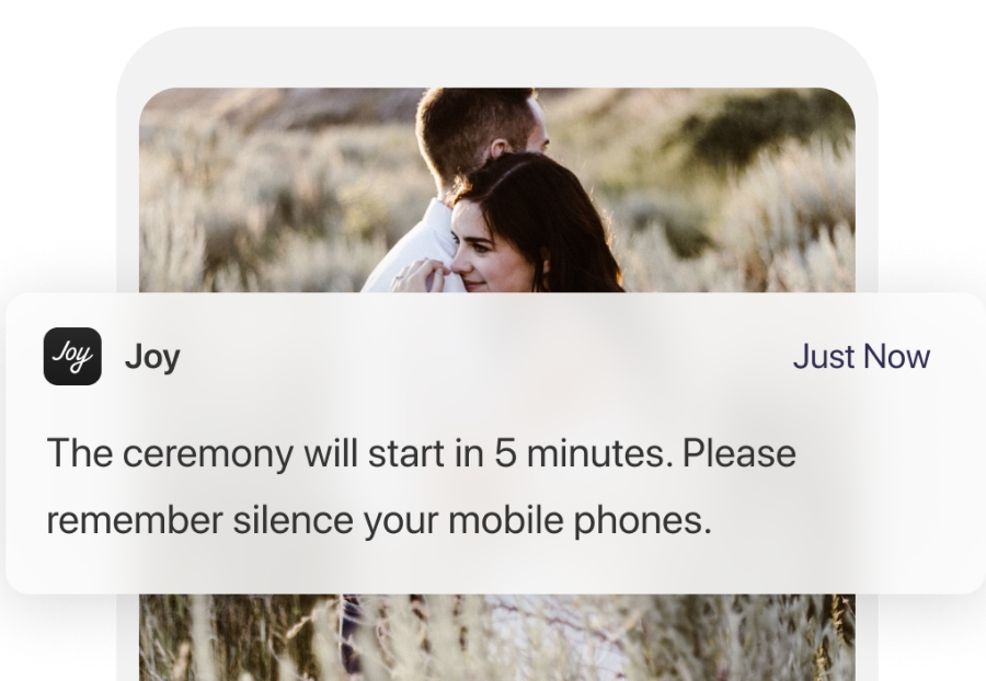 destination wedding website app Push Notifications