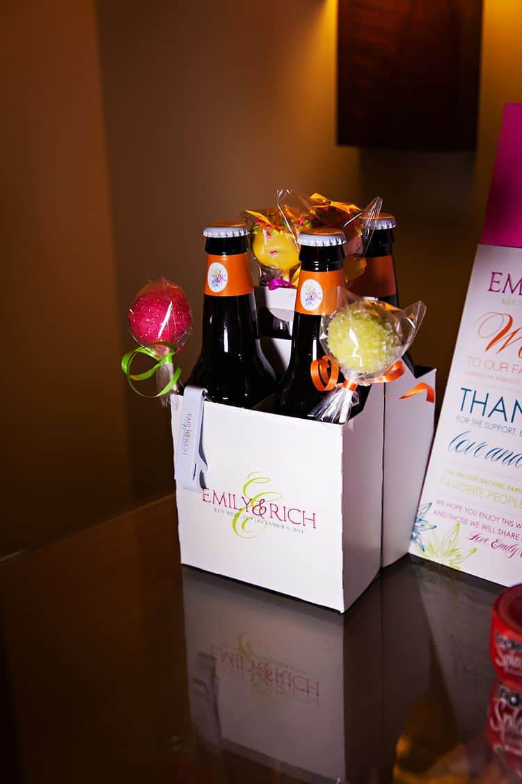 destination wedding welcome bags with home brewed beer