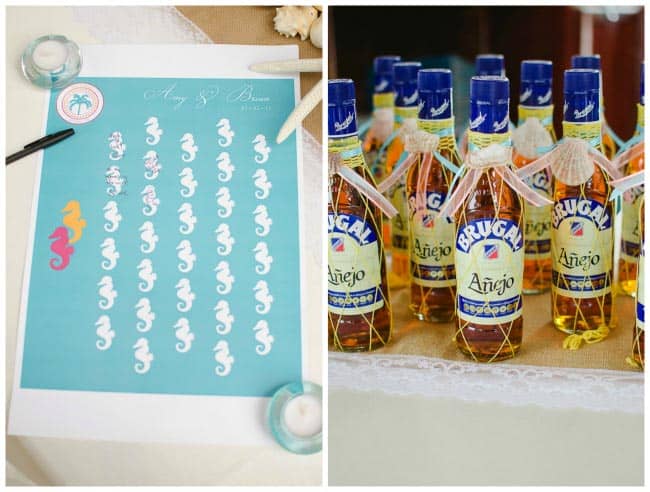 beach wedding guest book and favors