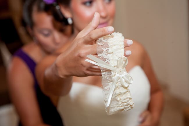 Garter belt made from mother's wedding dress