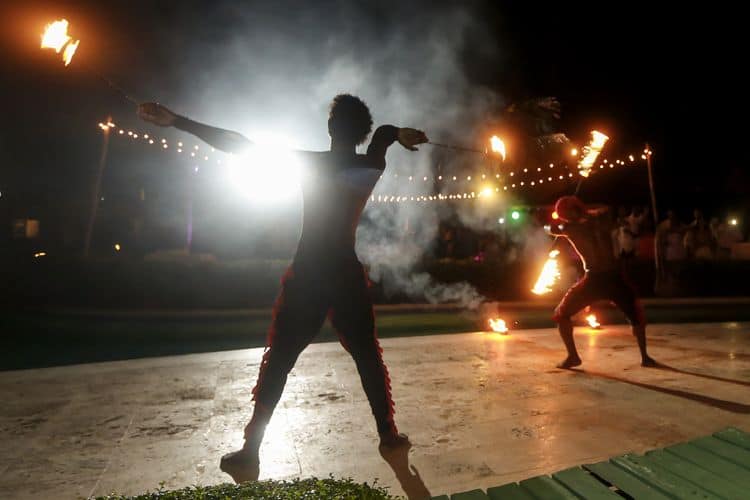 fire dancers in Dominican Republic wedding