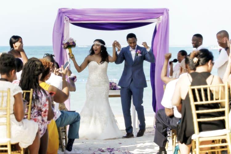 purple and gold destination wedding in Dominican Republic
