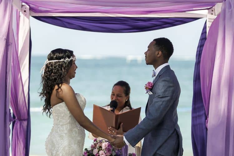 purple and gold destination wedding in Dominican Republic