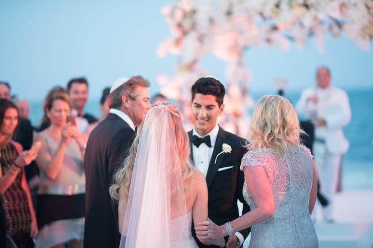 sunset beach wedding at Banyan Tree Mayakoba